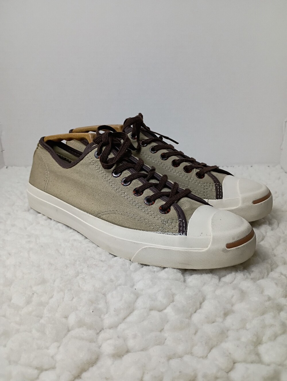 Rare HTF Converse Jack Purcell OX Archive Sneakers Mens 9.5 Beige Brown Gum Sole